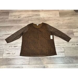 Terra & Sky plus size leopard ladies blouse size 3X